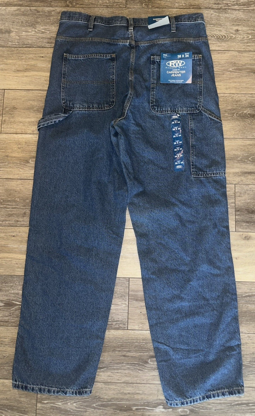 NWT Rugged Wear Mens Carpenter Jeans 38x34 Loose Fit RW ***FREE SHIPPING***